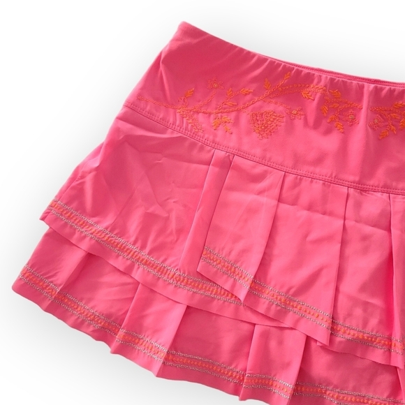 Lucky In Love Pleated Ruffle Skirt Matching Tank Top Barbie Pink Embroidered. - Picture 12 of 16
